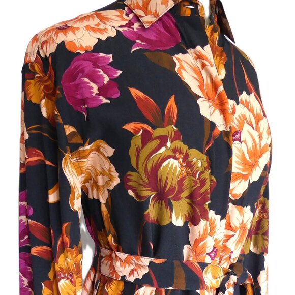 Stenstroms Frida Floral Print Long Shirt Dress with Matching Belt USA Size Small - Picture 2 of 15